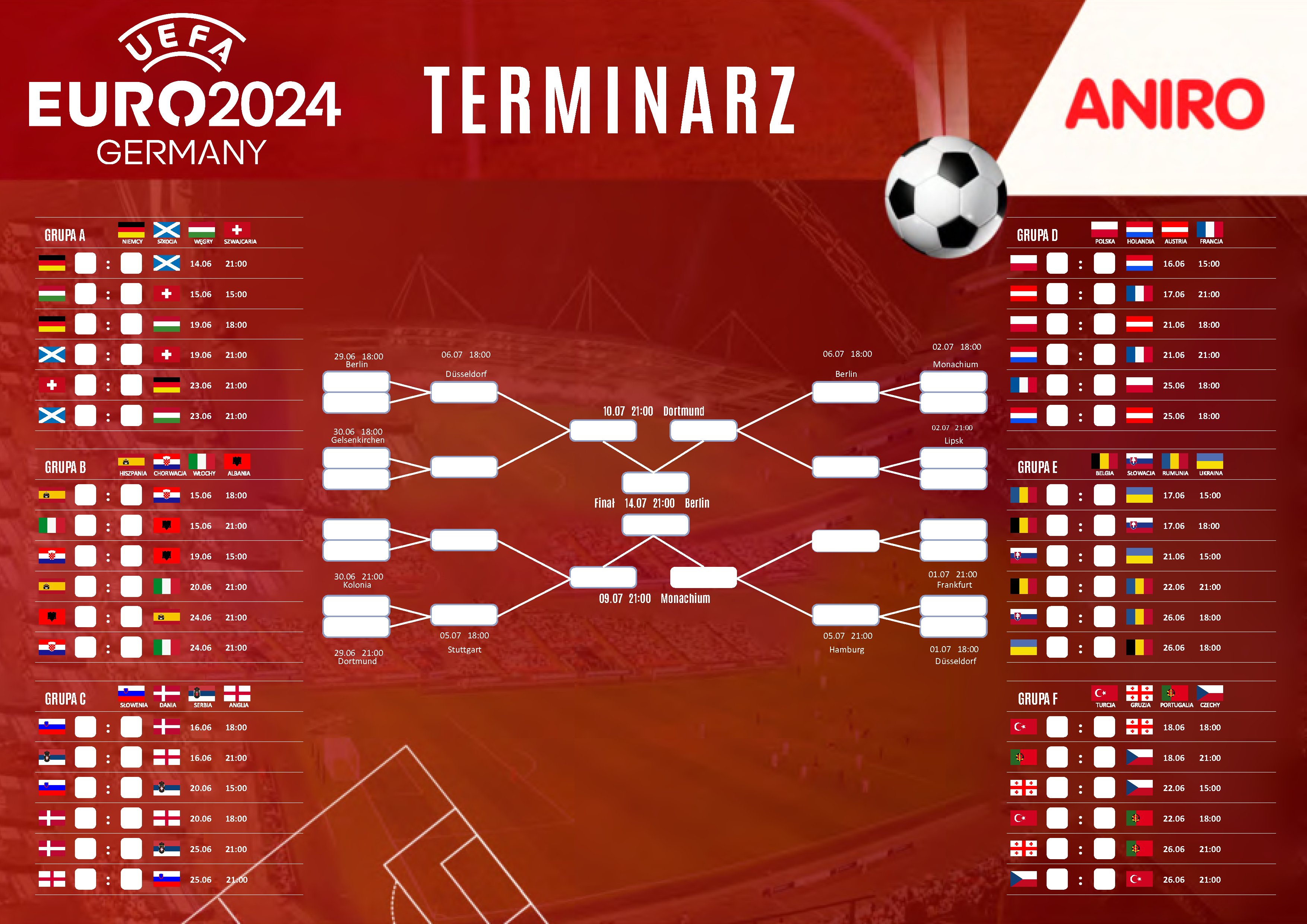 Euro 2024: Pobierz terminarz od ANIRO!